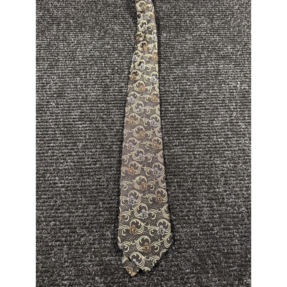 Robert Talbott Best of Class Nordstrom 100% Silk Tie USA Black Floral Paisley